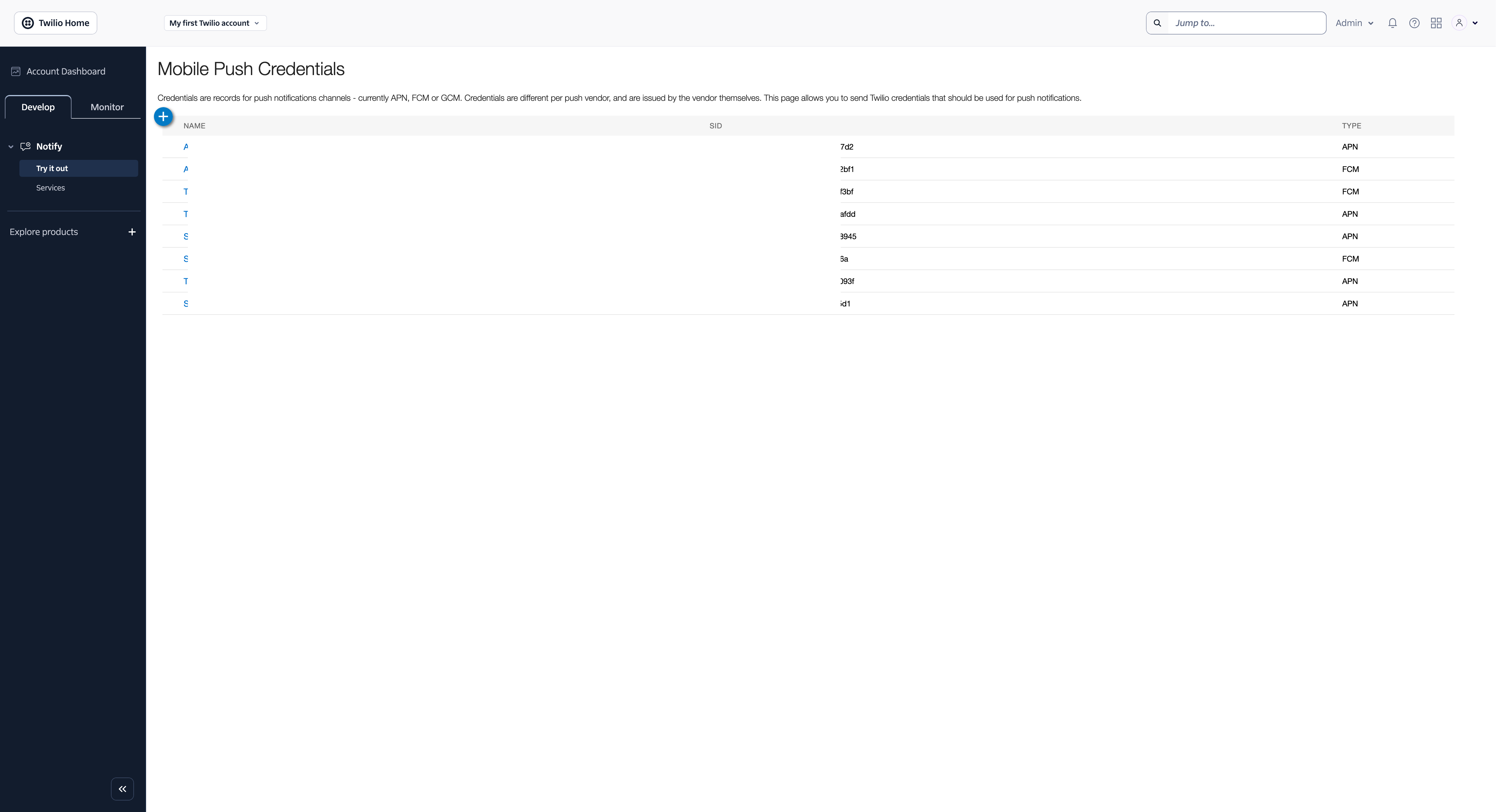 Mobile Push Credentials in Twilio Notify